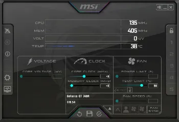 Скриншот MSI Afterburner