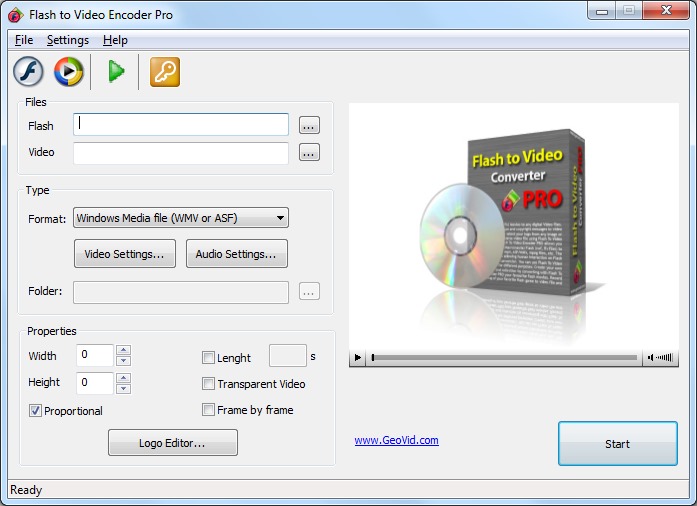 Скриншот Flash to Video Encoder Pro