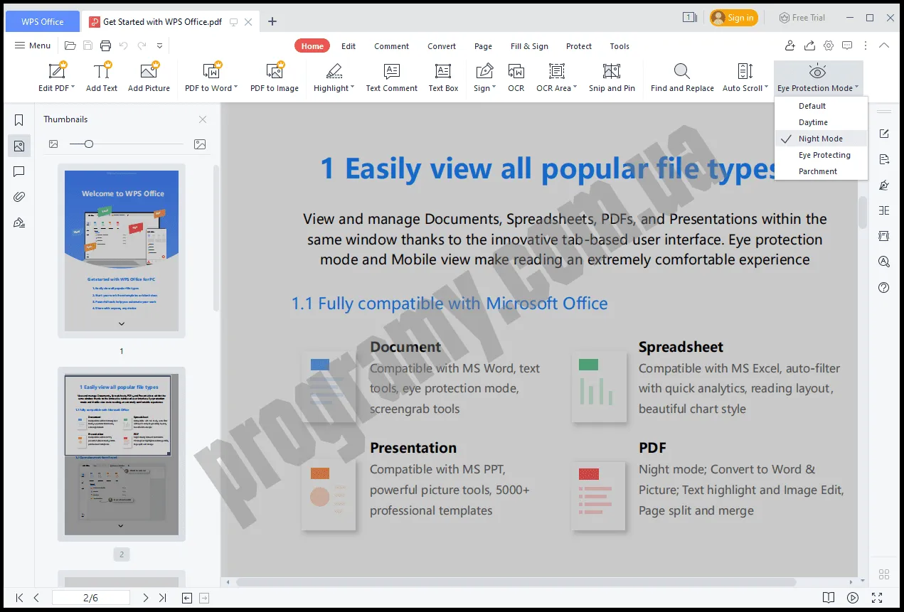 Скриншот WPS Office Free