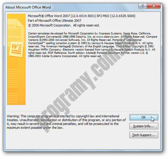 Скриншот Microsoft Office 2007 SP 2
