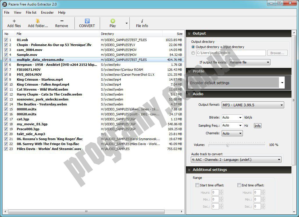 Скриншот Pazera Free Audio Extractor