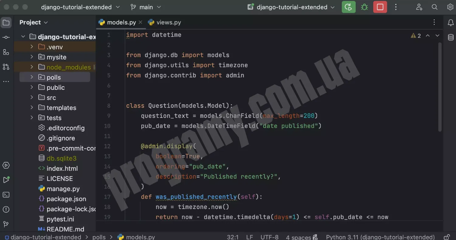 Скриншот PyCharm