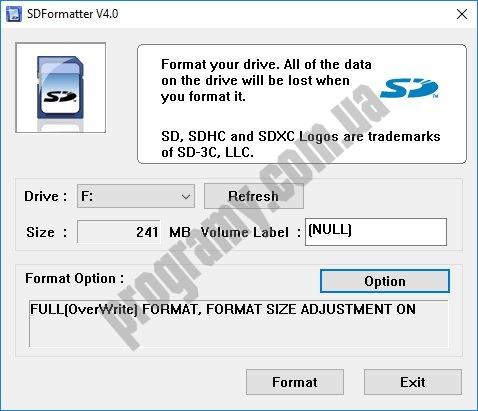 Скриншот SD Memory Card Formatter