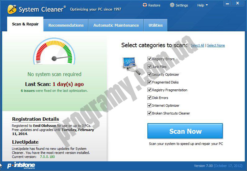 Скриншот System Cleaner