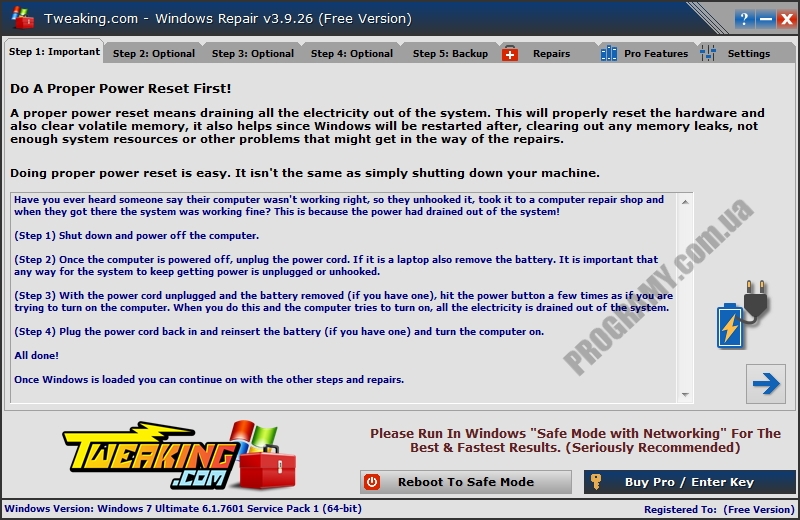 Скриншот Windows Repair